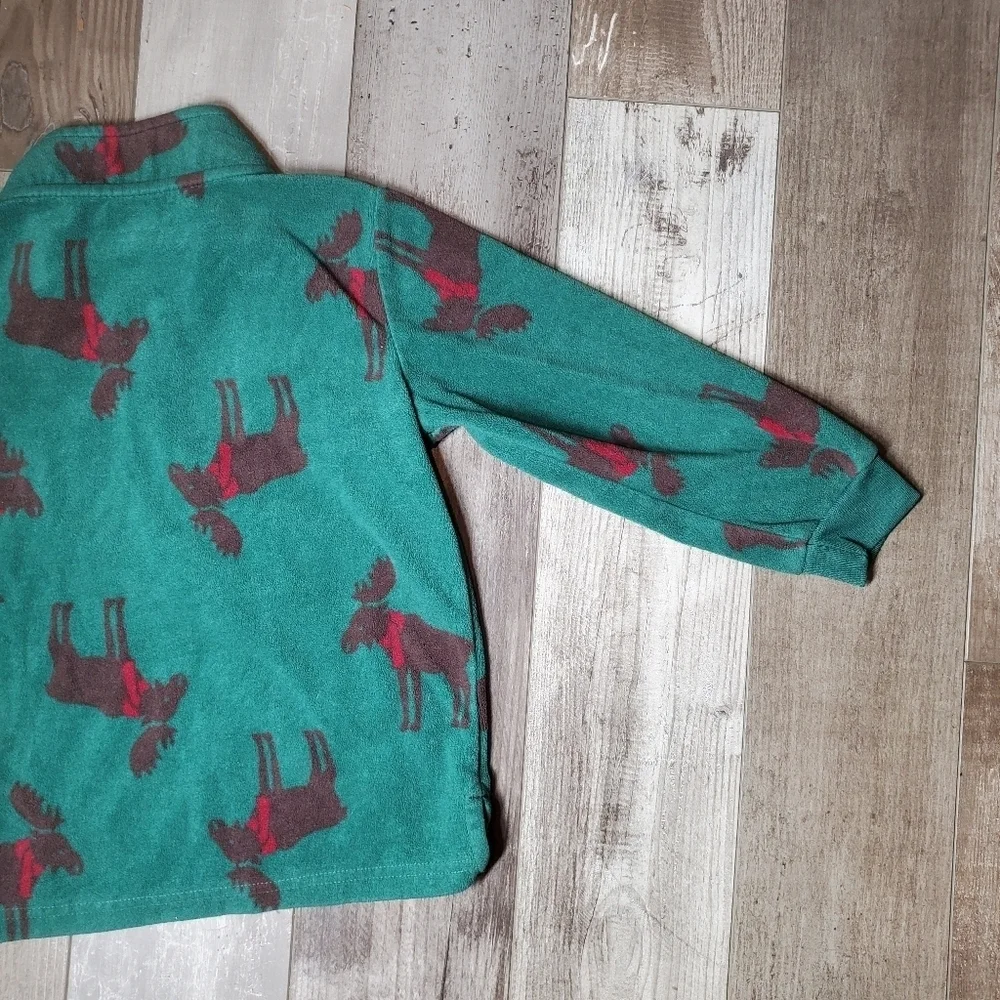 Child of Mine Carter's Moose Toddler Boy Fleece Pullover Size 4T Zip-up Green